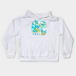 Cute Stormy Sea Whale Doodle Kids Hoodie